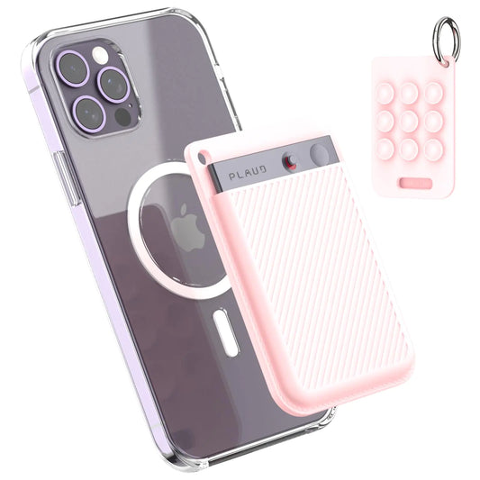 Silicone AI Voice Recorder Suction Cup Case CoverSuction Cup Holder for PLAUD Note Voice Recorder with Key RingSuction Protective Case Cover Compatible with PLAUD Note Voice Recorder (Pink)