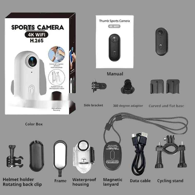 HD Mini Waterproof Helmet Camera - 4K Action Cam