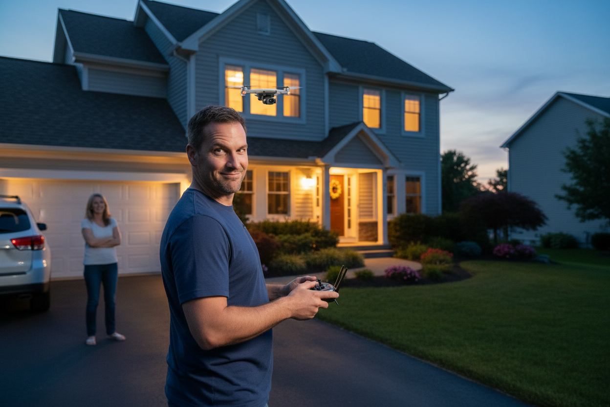 Spy Dad Drone at Window